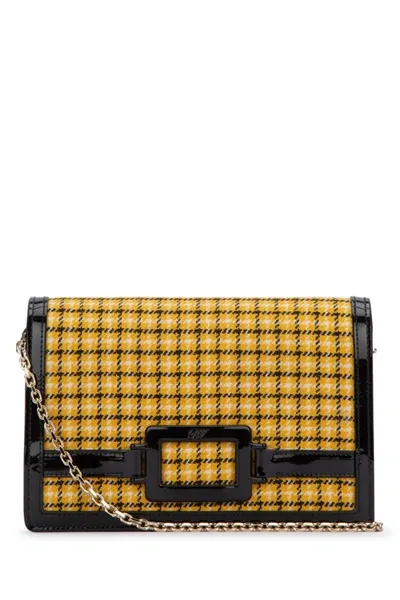 Roger Vivier Checked Foldover Top Clutch Bag In Safmedio