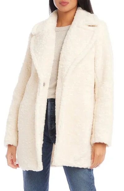 Karen Kane Faux Shearling Coat In White