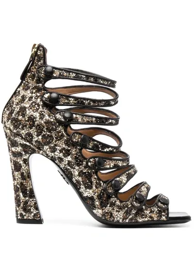 Dsquared2 Women Glitter Embellished Leopard-print Sandals In Brown