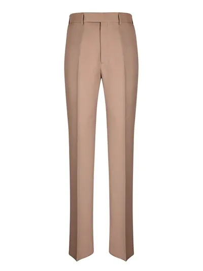 Gucci Pleat Detailed Straight Leg Trousers In Brown