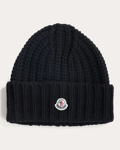 Moncler Logo-patch Cashmere-blend Beanie In Black