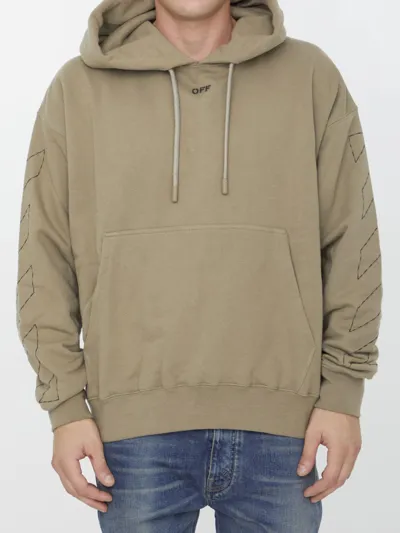 Off-white Off Stitch Hoodie In Green