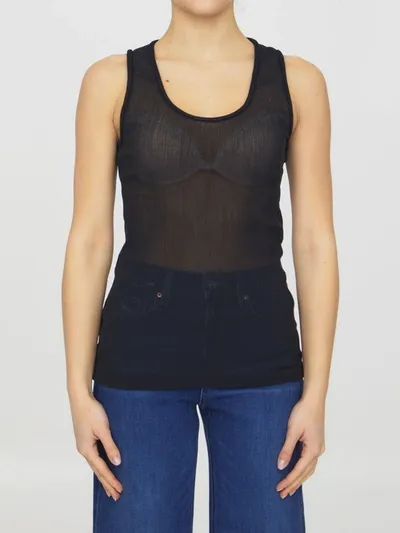 Jil Sander Semi-sheer Tank Top In Black