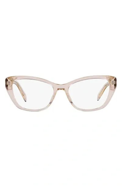 Prada 52mm Cat Eye Optical Glasses In Clear