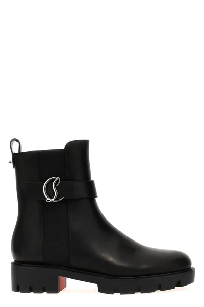 Christian Louboutin Cl Buckled Leather Chelsea Boots In Black