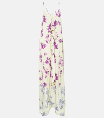 Jil Sander Printed Georgette Maxi Slip Dress In Prism Violet