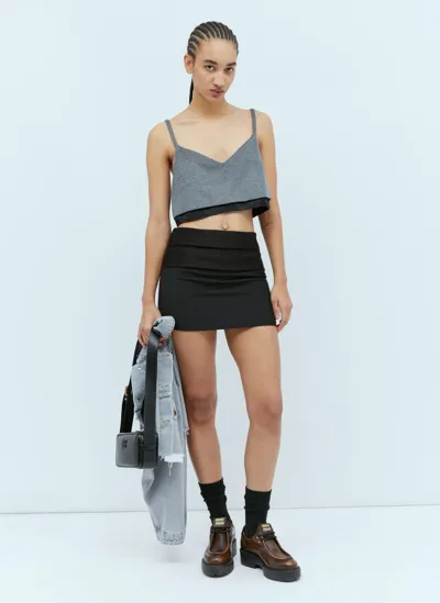 Miu Miu Sleeveless Cropped Top In Wool And Cashmere In Gray