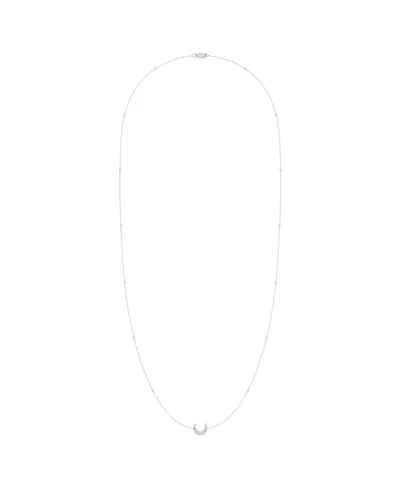 Luvmyjewelry Midnight Crescent Layered Diamond Necklace In Sterling Silver In White