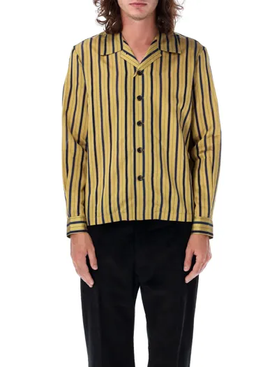 Bode Alumni Stripe Long Sleeve Shirt In Black