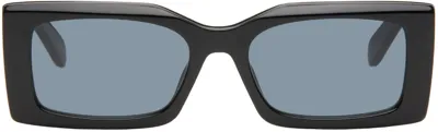 Stella Mccartney Black Rectangular Sunglasses In Shiny Black / Smoke