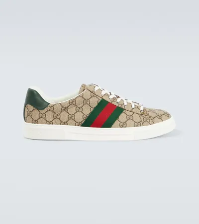 Gucci Ace Herrensneaker Mit Web In Beige