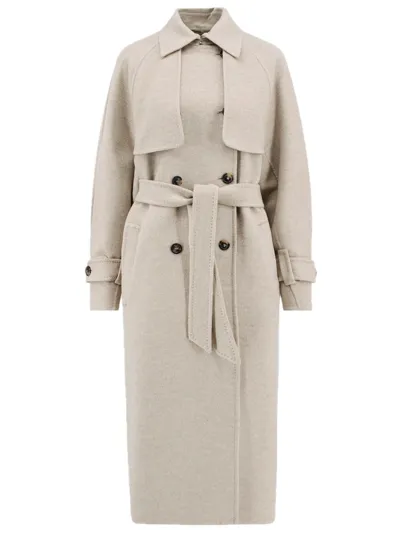 Max Mara Beige Cashmere Oversize Trench Coat