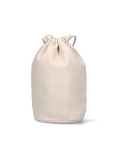 Auralee Leather Bucket Bag In Cream