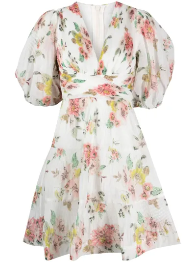 Zimmermann White Floral-print Mini Dress