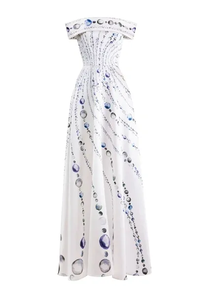 Saiid Kobeisy Graphic-print Mikado Gown In White