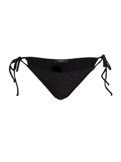 Versace Women's La Greca Sponge Bikini Bottoms In Black