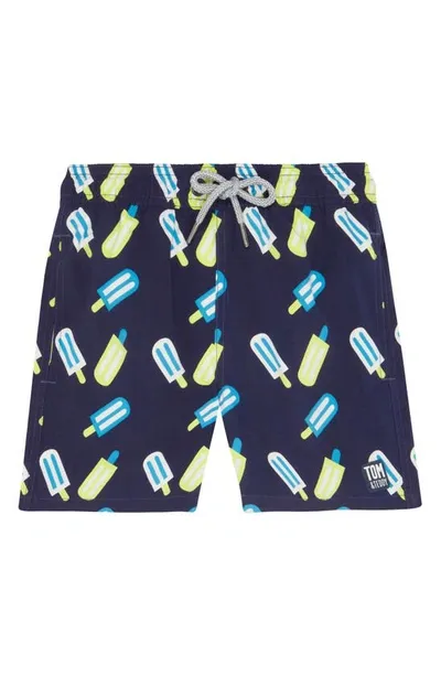 Tom & Teddy Boys' Popsicle Print Swim Trunks - Little Kid, Big Kid In Blue & Lime