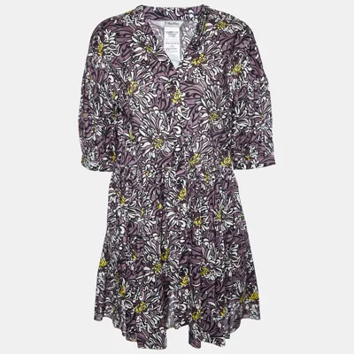 Pre-owned S'max Mara Purple Floral Printed Cotton Mini Dress L