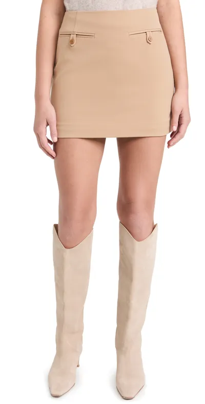 Staud Annette Jet-pocket Miniskirt In Camel