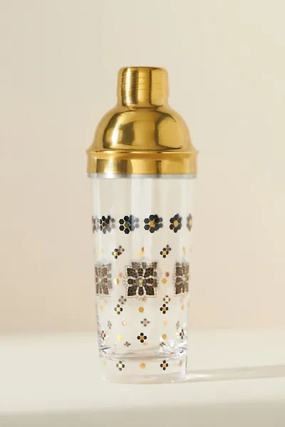 Anthropologie Bistro Tile Glass Cocktail Shaker