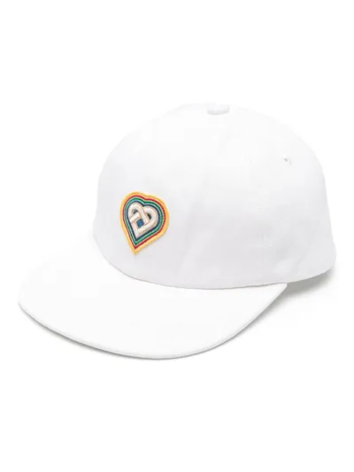 Casablanca Heart Embroidered Baseball Cap In White