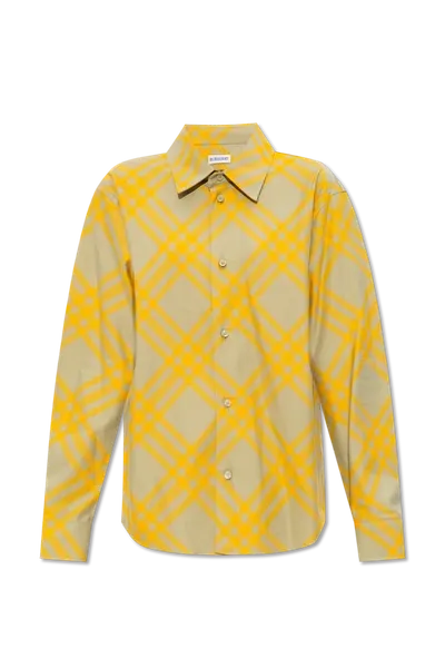 Burberry Yellow Checked Shirt In New