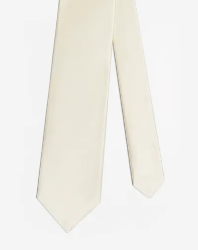 Dunhill Silk Duchess Satin Woven Tie 9cm In White