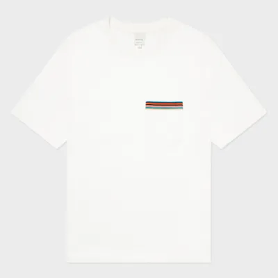 Paul Smith Gents Tshirt Stripe Pkt In Whites