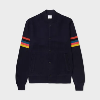 Paul Smith Gents Knitted Bomber Jacket In Blues