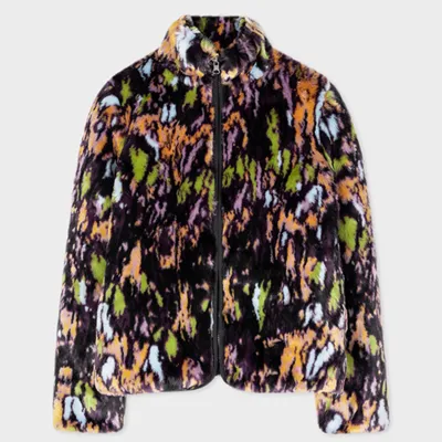 Paul Smith Abstract-print Brushed-effect Jacket In Military Green