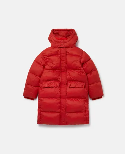 Stella Mccartney Kids Girls Red Hooded Puffer Coat