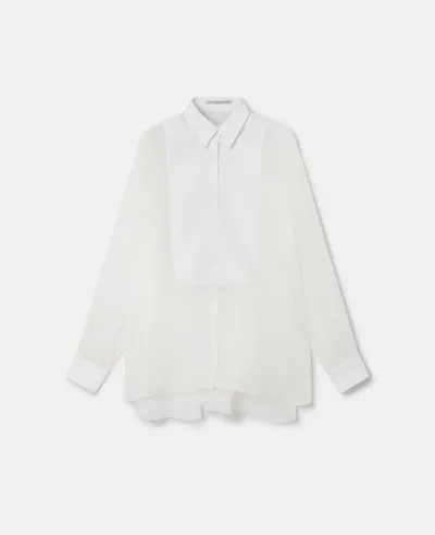 Stella Mccartney S-wave Silk Chiffon Tuxedo Shirt In Pure White