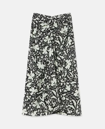 Stella Mccartney Forest Floral Print Silk Skirt In Black Multicolour