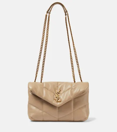 Saint Laurent Toy Puffer Leather Shoulder Bag In Beige