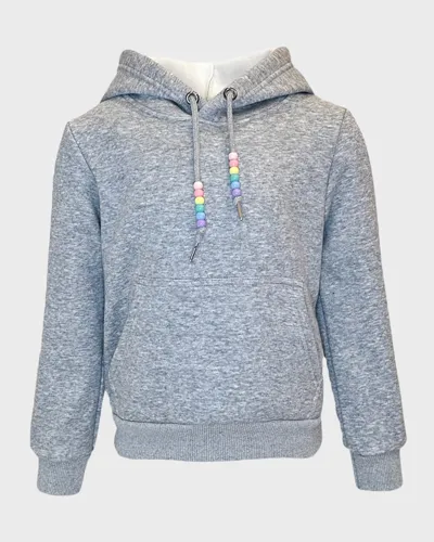 Lola + The Boys Kids' Girl's Crystal Rainbow Rain Hoodie In Grey