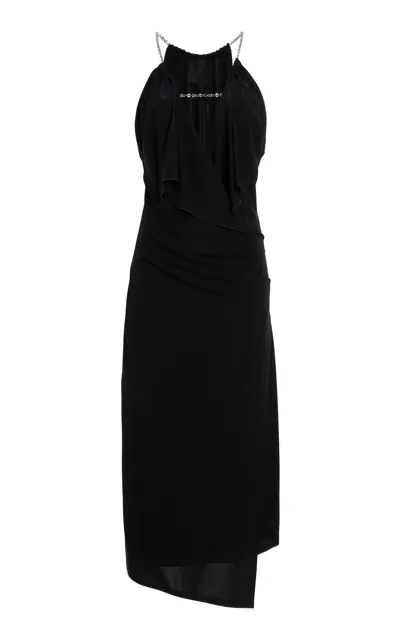 Givenchy Draped Chain-strap Midi Dress In Black