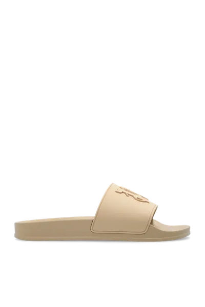 Palm Angels Beige Branded Slides In New