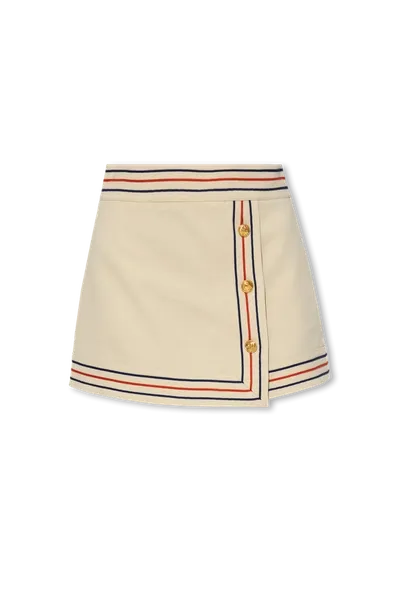 Gucci Striped Cotton Wrap Skirt In Brown