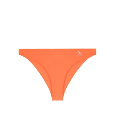 Sporty And Rich Sporty & Rich Logo Printed Bikini Brief In Orange