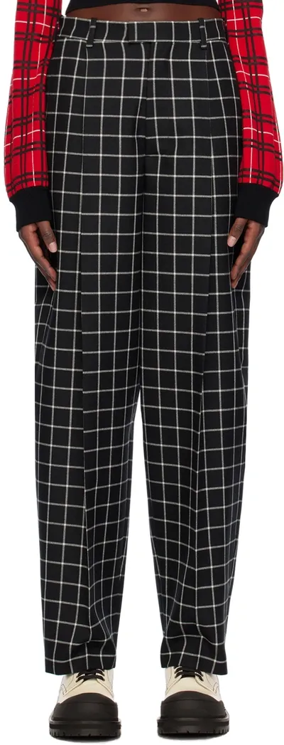 Marni Checkered Cropped Wool Trousers In Black