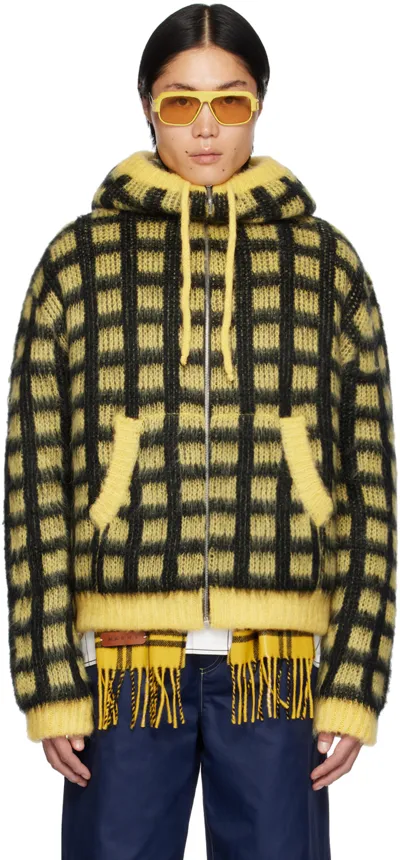 Marni Mohair Knit Cardigan In Yellow,black