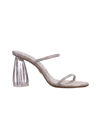 Atana Fiorellini Glass Heel 95 Disco Suede In Silver