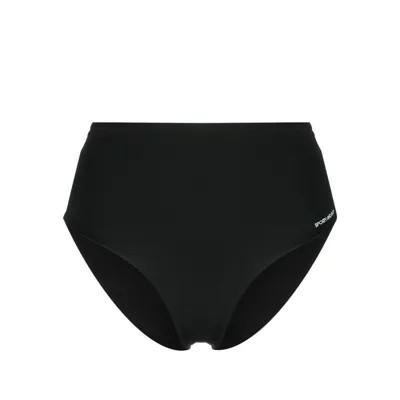 Sporty And Rich Sporty & Rich Logo Printed Bikini Bottom In Black