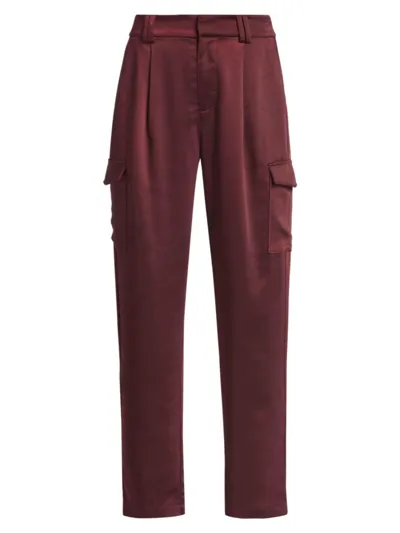 Paige Women's Mailika Satin Cargo Pants In Dusty Cherrywood