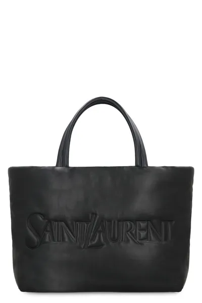 Saint Laurent Leather Tote In Black