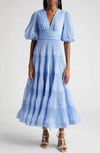 Zimmermann Pleated Midi Dress In Jacaranda