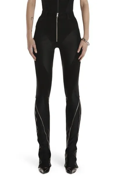 Nensi Dojaka Slited Bi-material Spiral Jeans In Black