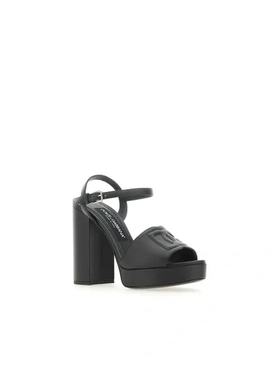 Dolce & Gabbana Ankle Strap Block Heel Sandals In Black