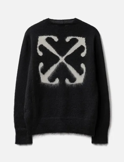 Off-white Mohair Arrow Knit Crewneck In Black