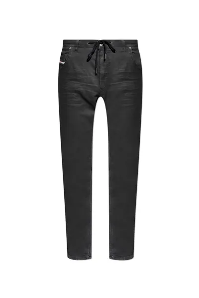 Diesel Krooley Drawstring Tapered Jeans In Black